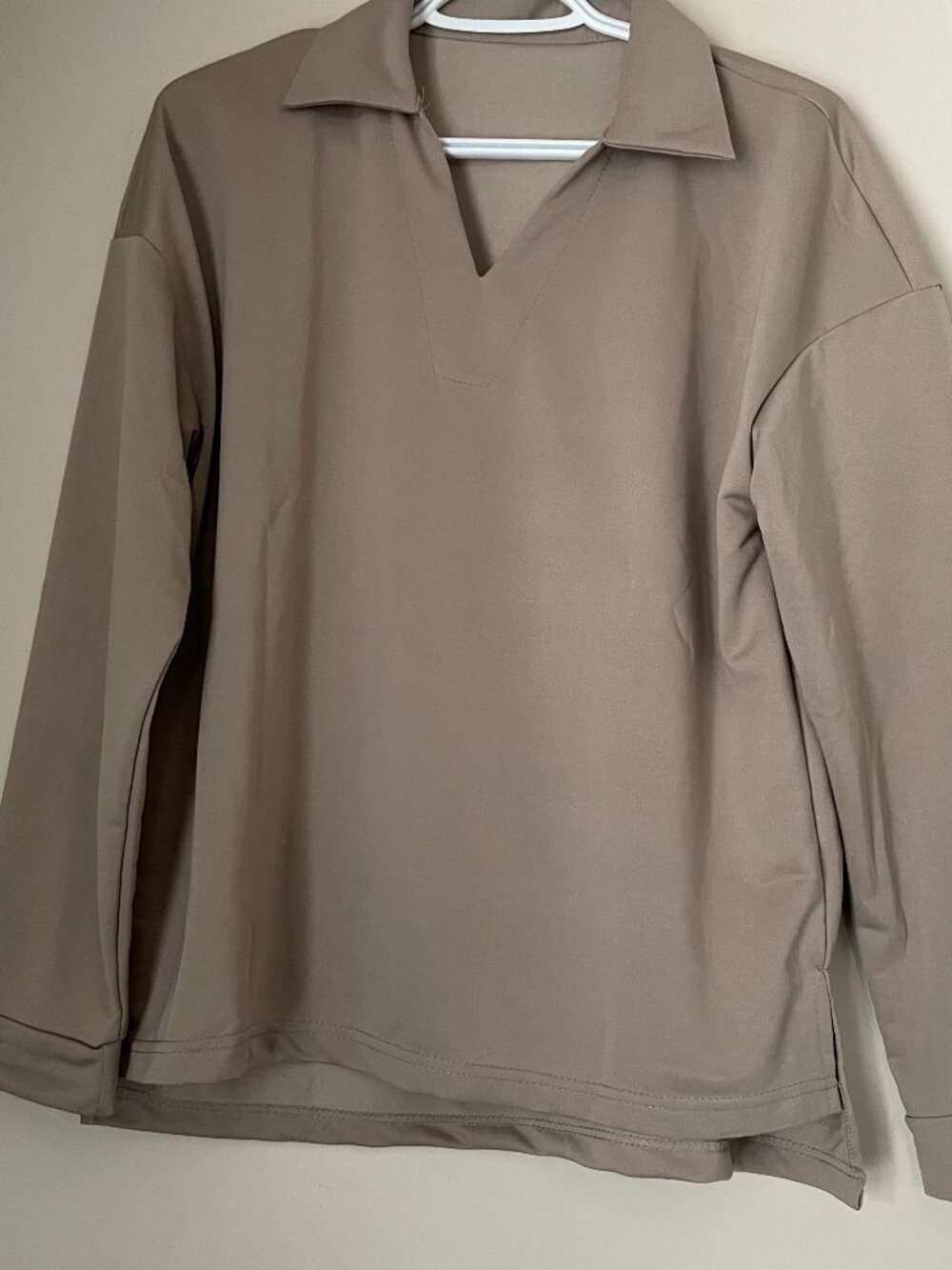 Women’s Taupe Collared Pullover Top